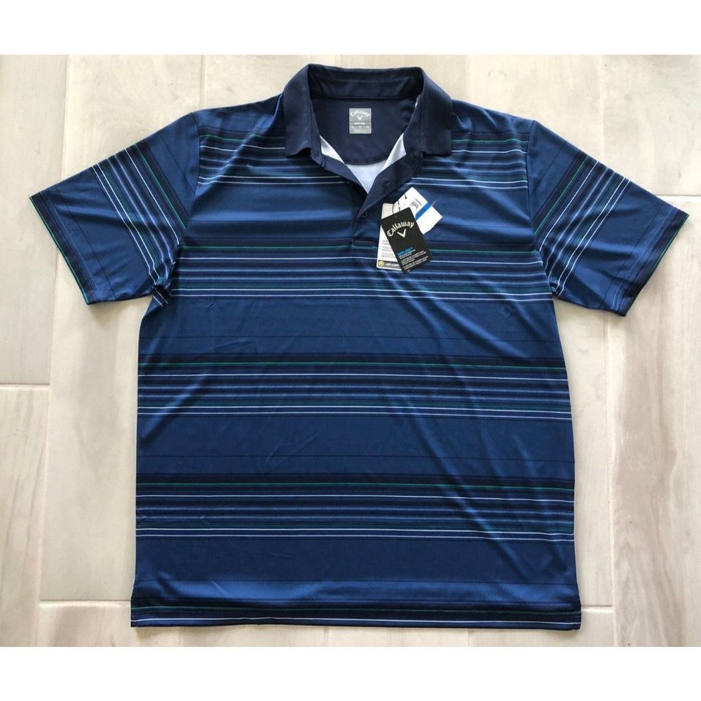 NWT NEW CALLAWAY OPTI-DRY GOLF SHORT SLEEVE XL POLO SHIRT PEACOAT SUN PROTECTION